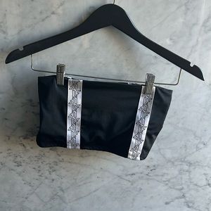 LF black and white strapless crop top